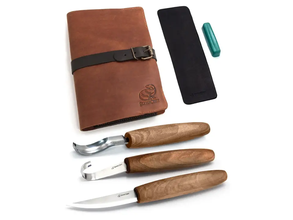 BeaverCraft Deluxe Spoon Carving Set With Walnut Handles